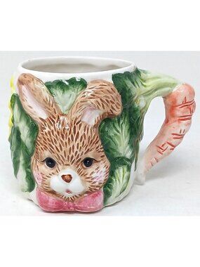 Rabbit Coffee Tea Cup Porcelain Large Carrot Handle World Bazaars 33117   #S-2